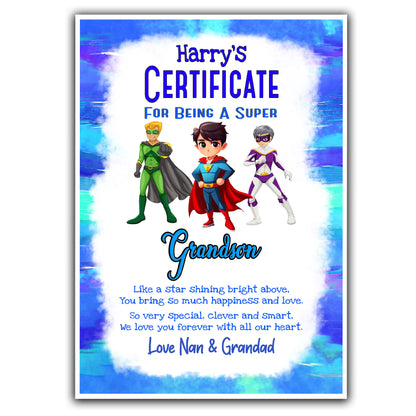 Granddaughter - Grandson Personalised Certificate Print