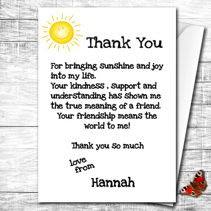 New Personalised Thank You Card For Friend