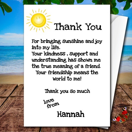 New Personalised Thank You Card For Friend