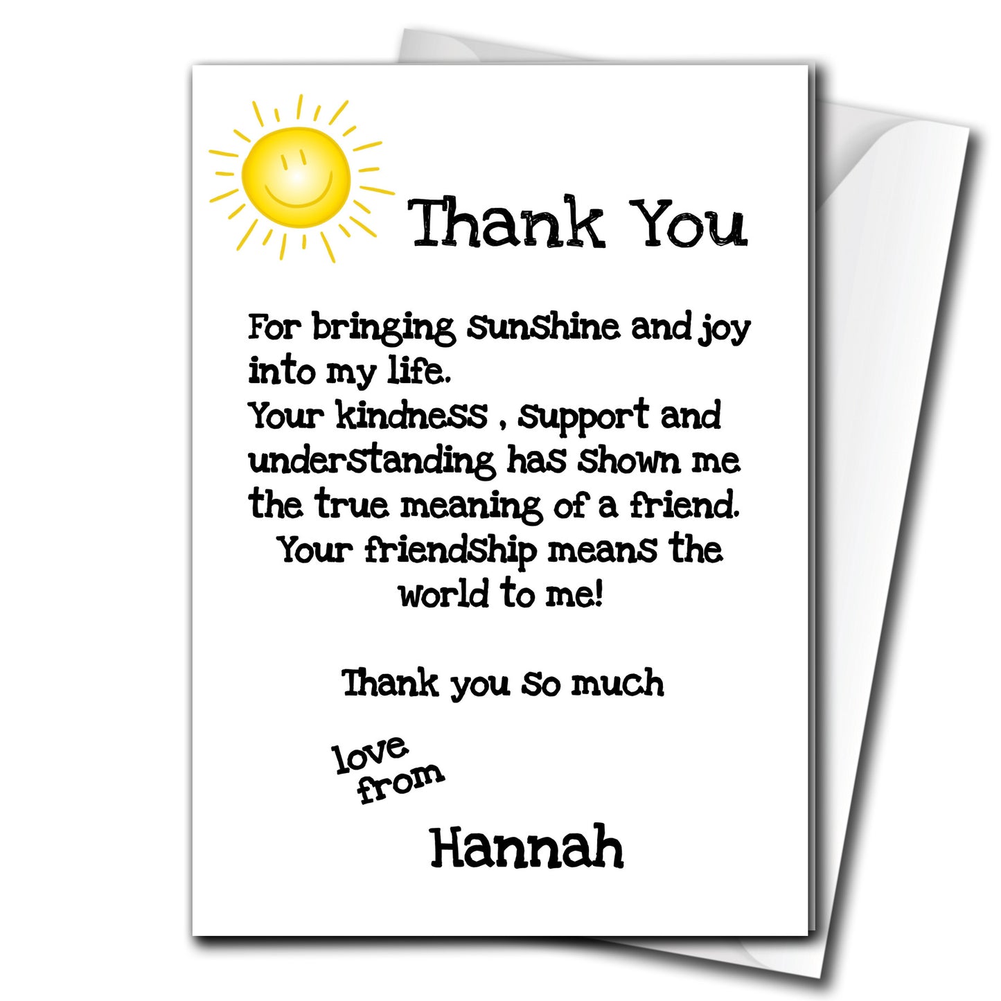 New Personalised Thank You Card For Friend