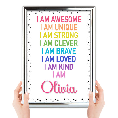 'I Am Awesome' -  Kids Personalised Positive Affirmation Print