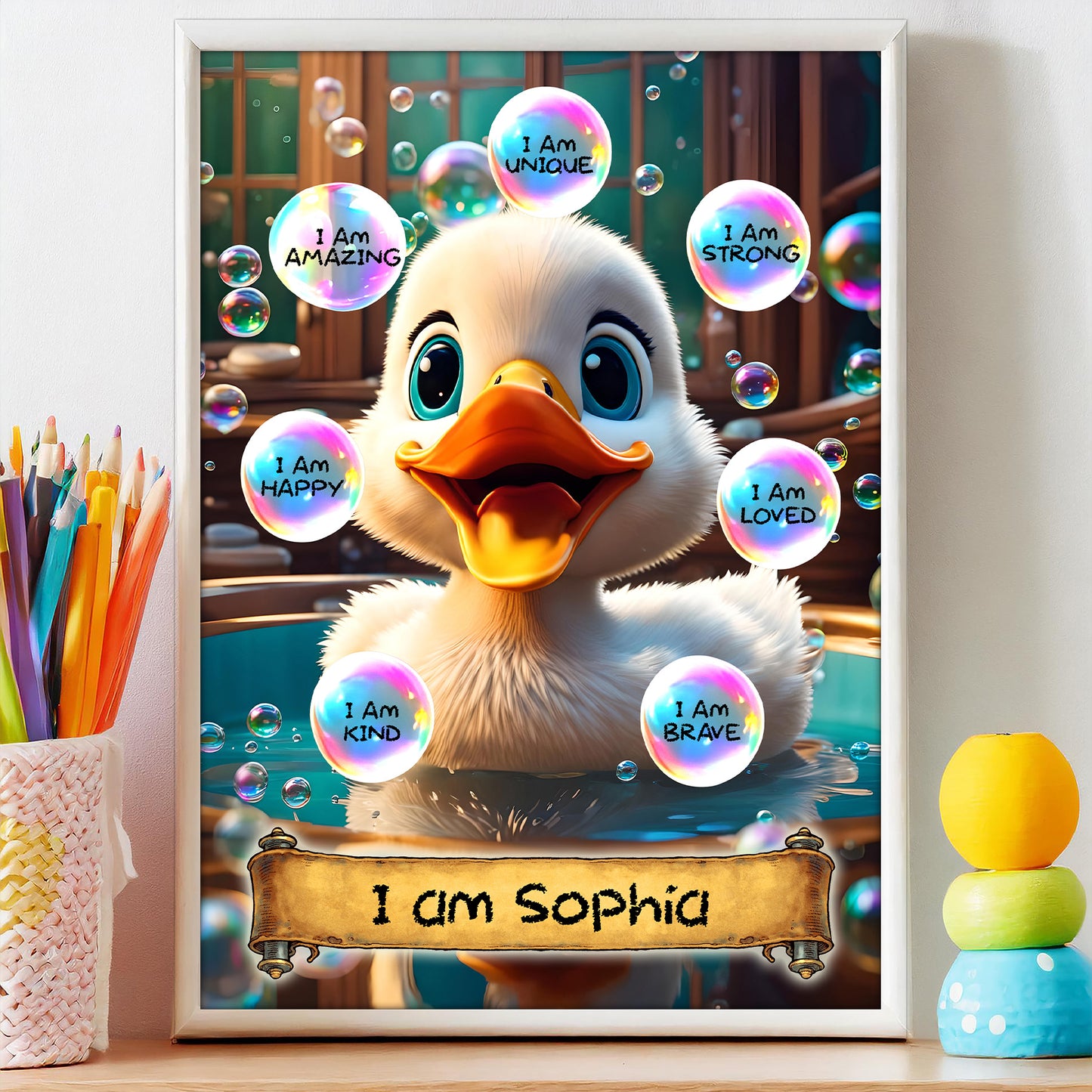 'I Am Amazing' -  Kids Personalised Duck Affirmation Print