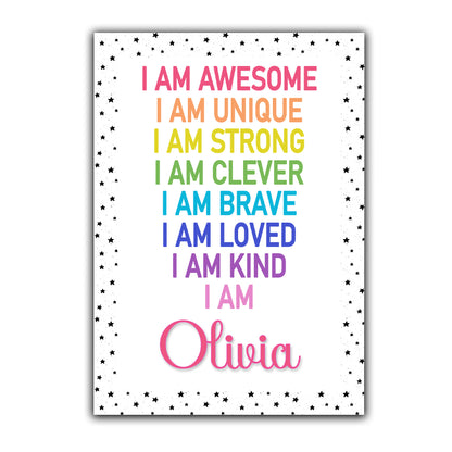 'I Am Awesome' -  Kids Personalised Positive Affirmation Print