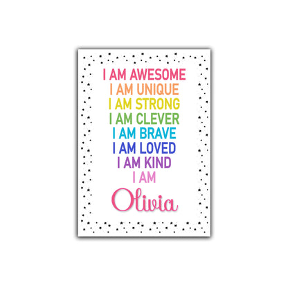 'I Am Awesome' -  Kids Personalised Positive Affirmation Print