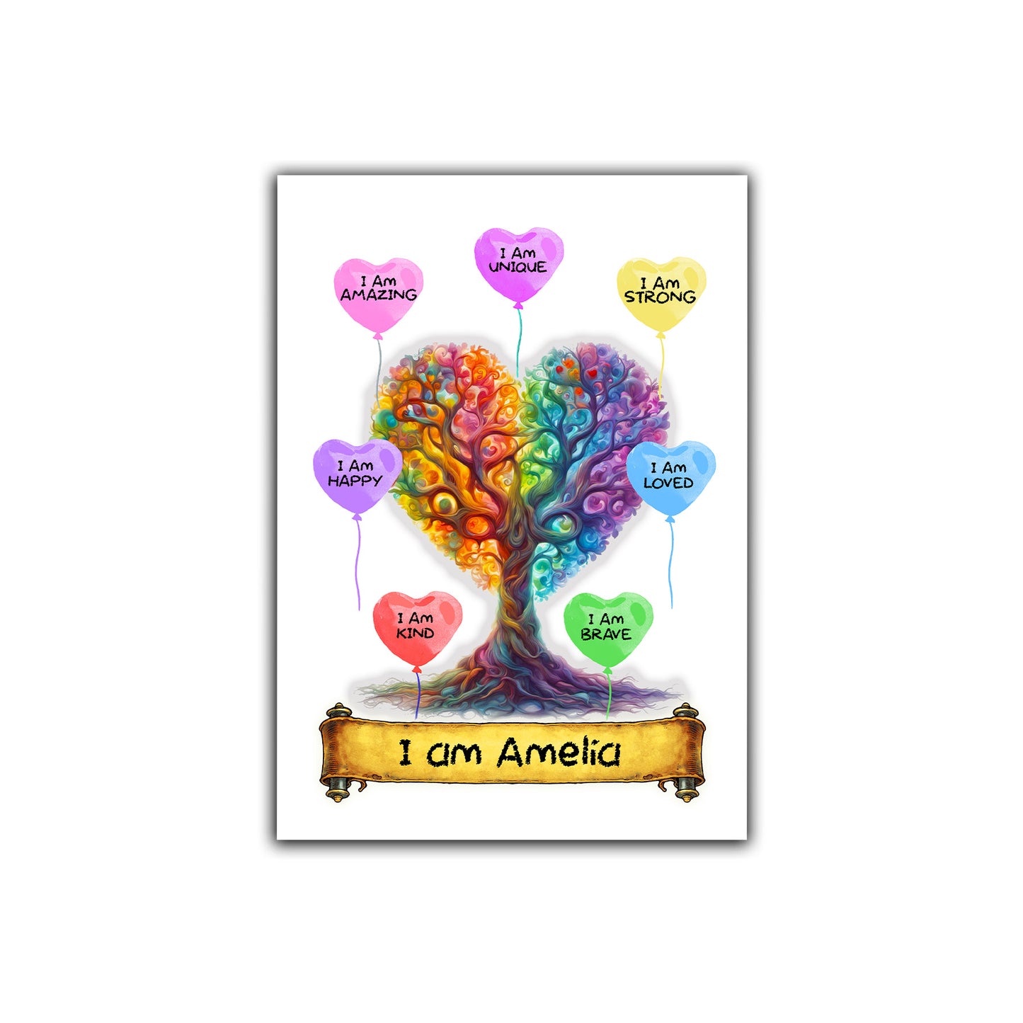 'I Am Amazing' -  Kids Personalised Rainbow Inspiration Print