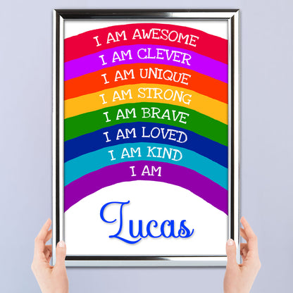 'I Am Awesome' -  Kids Personalised Rainbow Affirmation Print