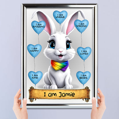 Kids Personalised Bunny Affirmation Print