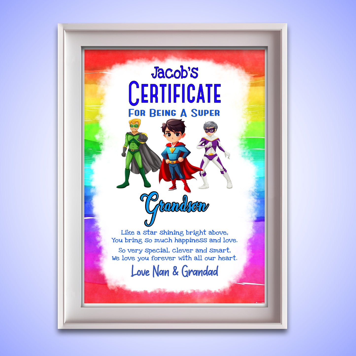 Granddaughter - Grandson Rainbow Certificate Print