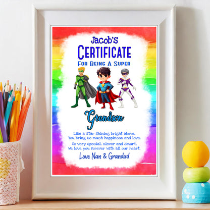 Granddaughter - Grandson Rainbow Certificate Print