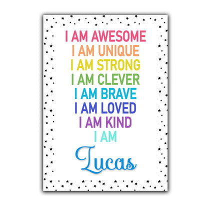 'I Am Awesome' -  Kids Personalised Positive Affirmation Print