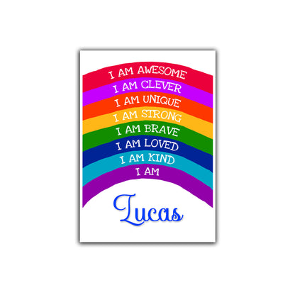 'I Am Awesome' -  Kids Personalised Rainbow Affirmation Print