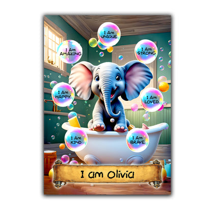 'I Am Amazing' -  Kids Personalised Elephant Affirmation Print