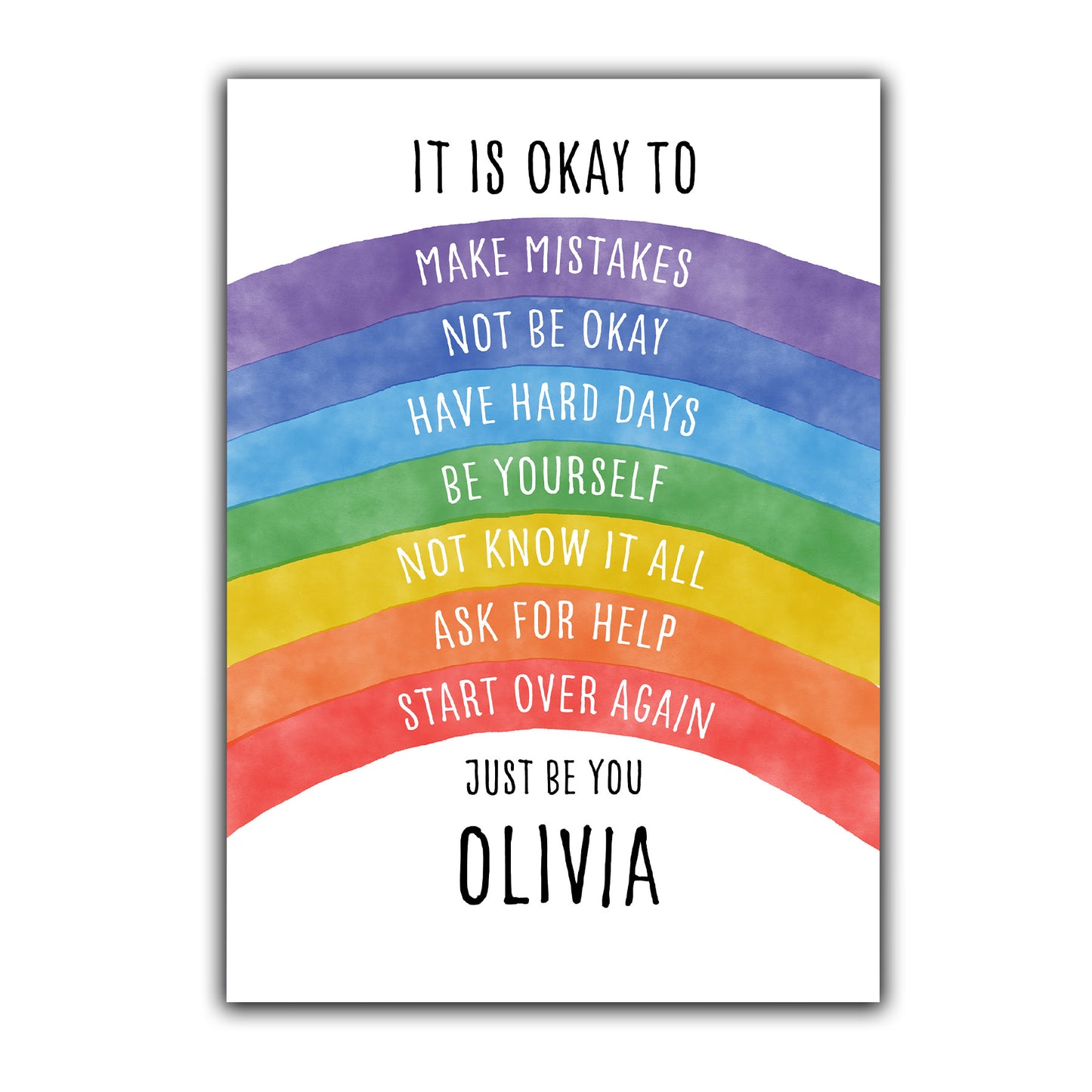 Kids 'It's Okay' Personalised Inspirational Print