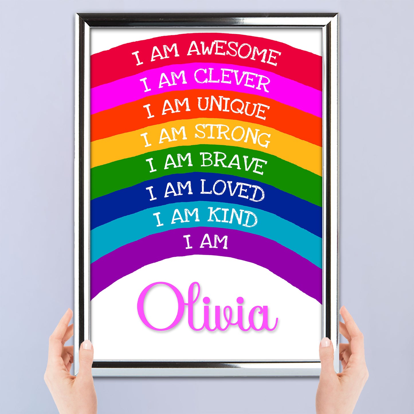 'I Am Awesome' -  Kids Personalised Rainbow Affirmation Print