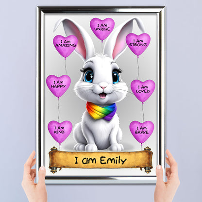 Kids Personalised Bunny Affirmation Print