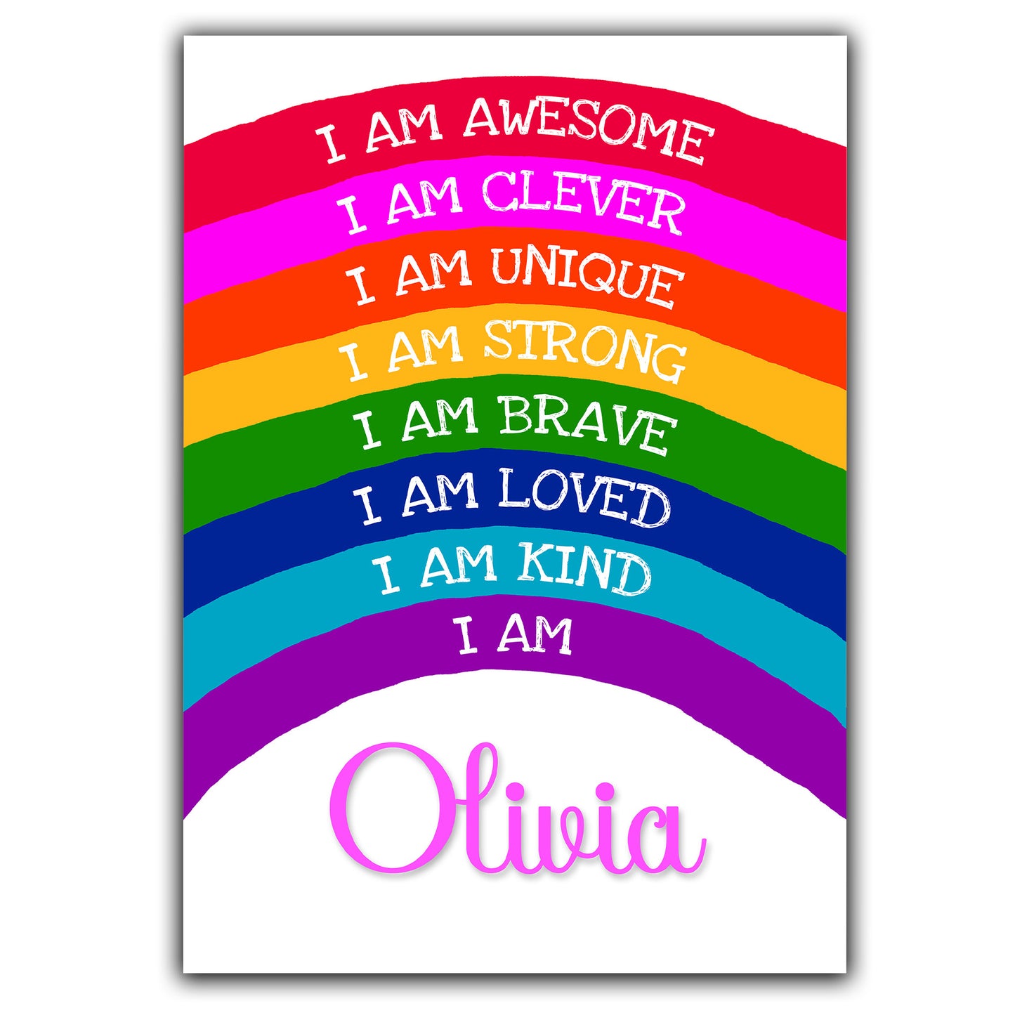 'I Am Awesome' -  Kids Personalised Rainbow Affirmation Print