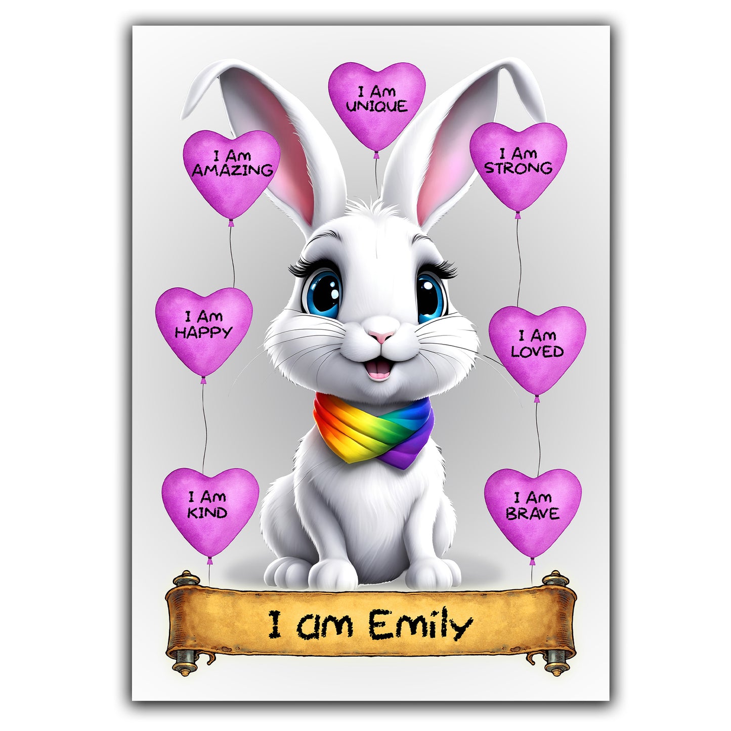 Kids Personalised Bunny Affirmation Print