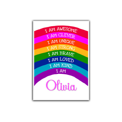 'I Am Awesome' -  Kids Personalised Rainbow Affirmation Print