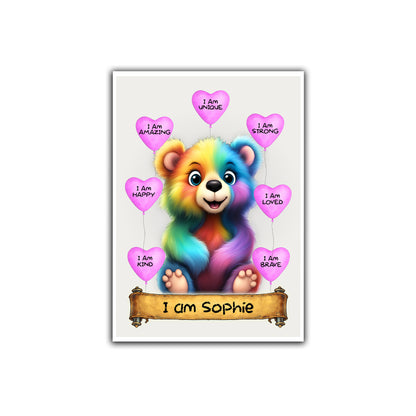 Kids Personalised Bear Affirmation Print