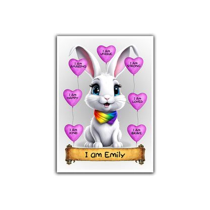 Kids Personalised Bunny Affirmation Print