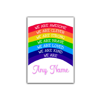 'We Are Awesome' -  Kids Personalised Rainbow Affirmation Print