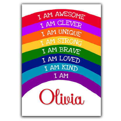 'I Am Awesome' -  Kids Personalised Rainbow Affirmation Print