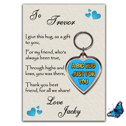 Personalised Hug Message with Keyring. 'Thank You Gift'