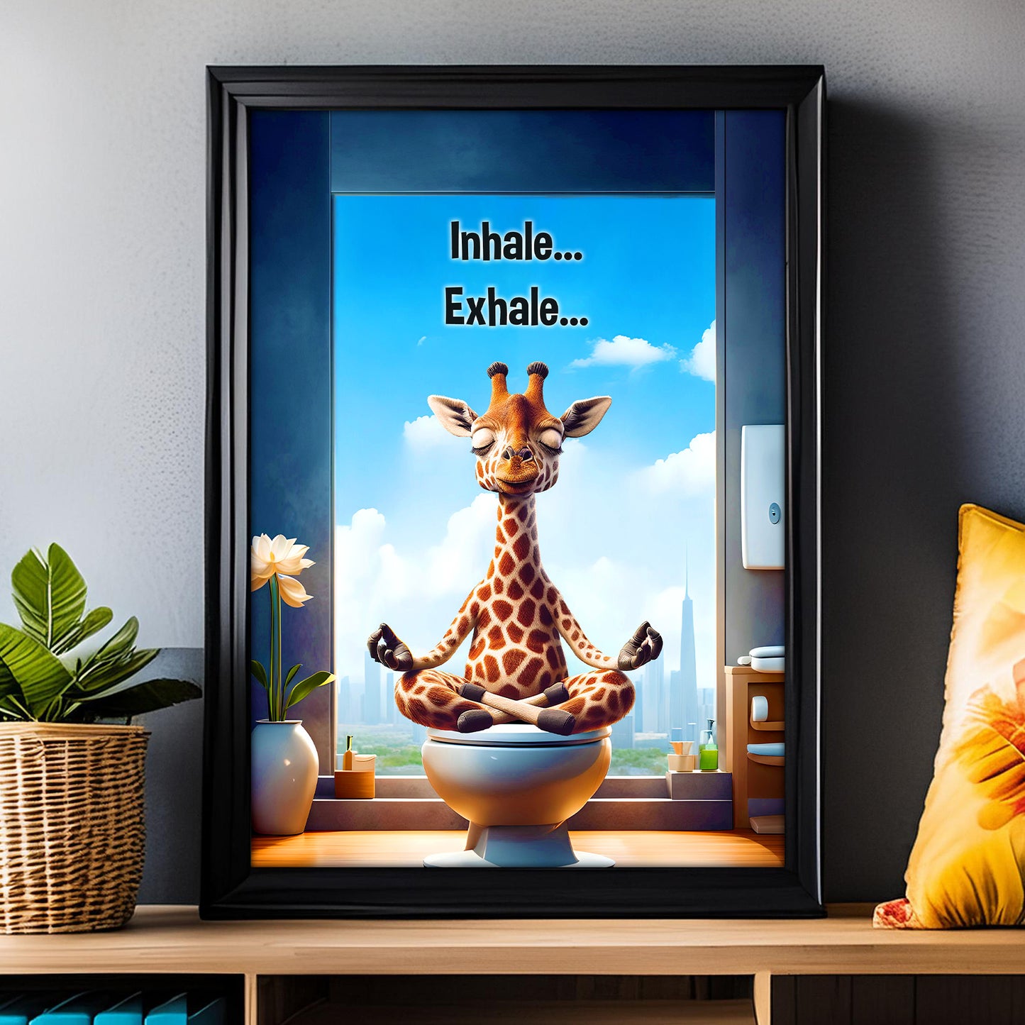 Giraffe Yoga: Peaceful Meditating Wall Art Print