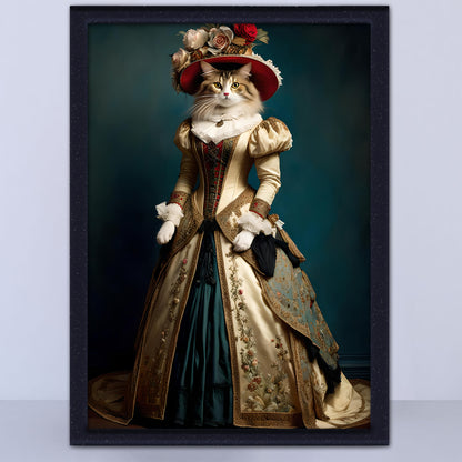 A Lady Cat in Edwardian Attire - Print