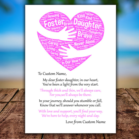 Personalised Heart Print For A Special Foster Daughter