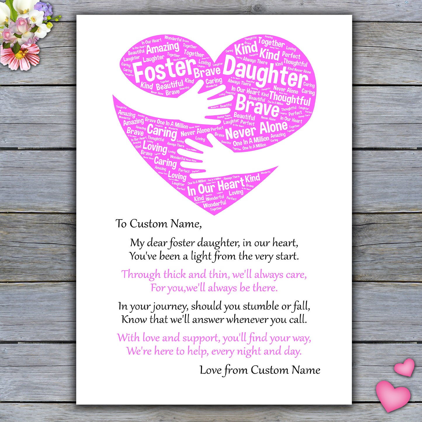 Personalised Heart Print For A Special Foster Daughter