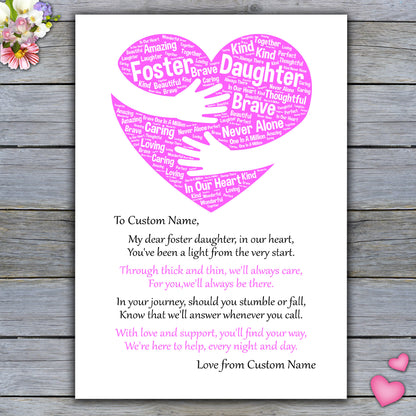 Personalised Heart Print For A Special Foster Daughter