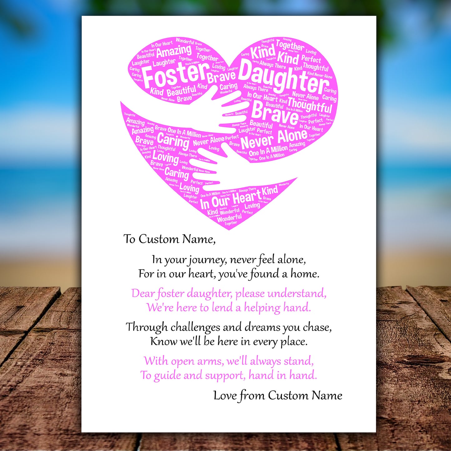 Personalised Heart Print For A Special Foster Daughter