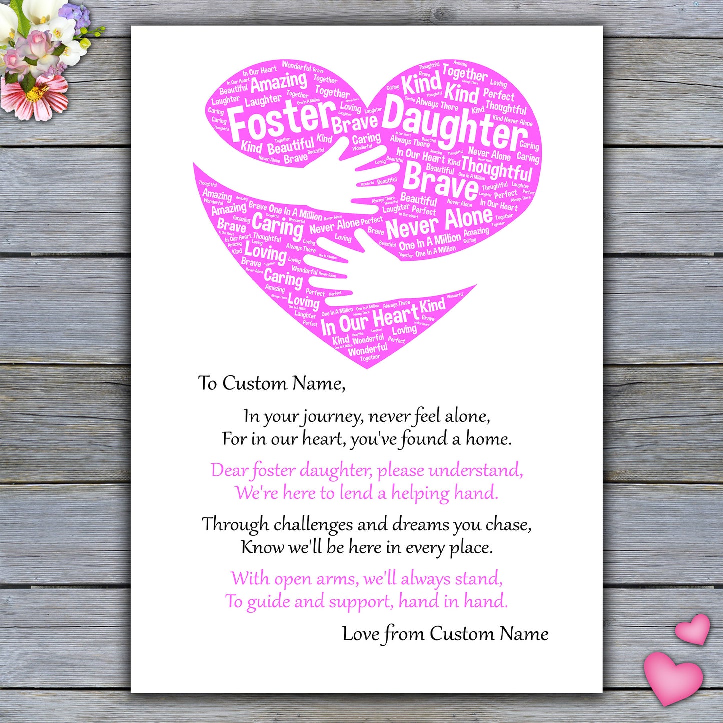 Personalised Heart Print For A Special Foster Daughter