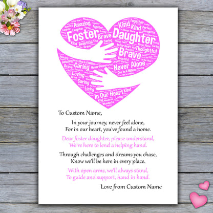 Personalised Heart Print For A Special Foster Daughter