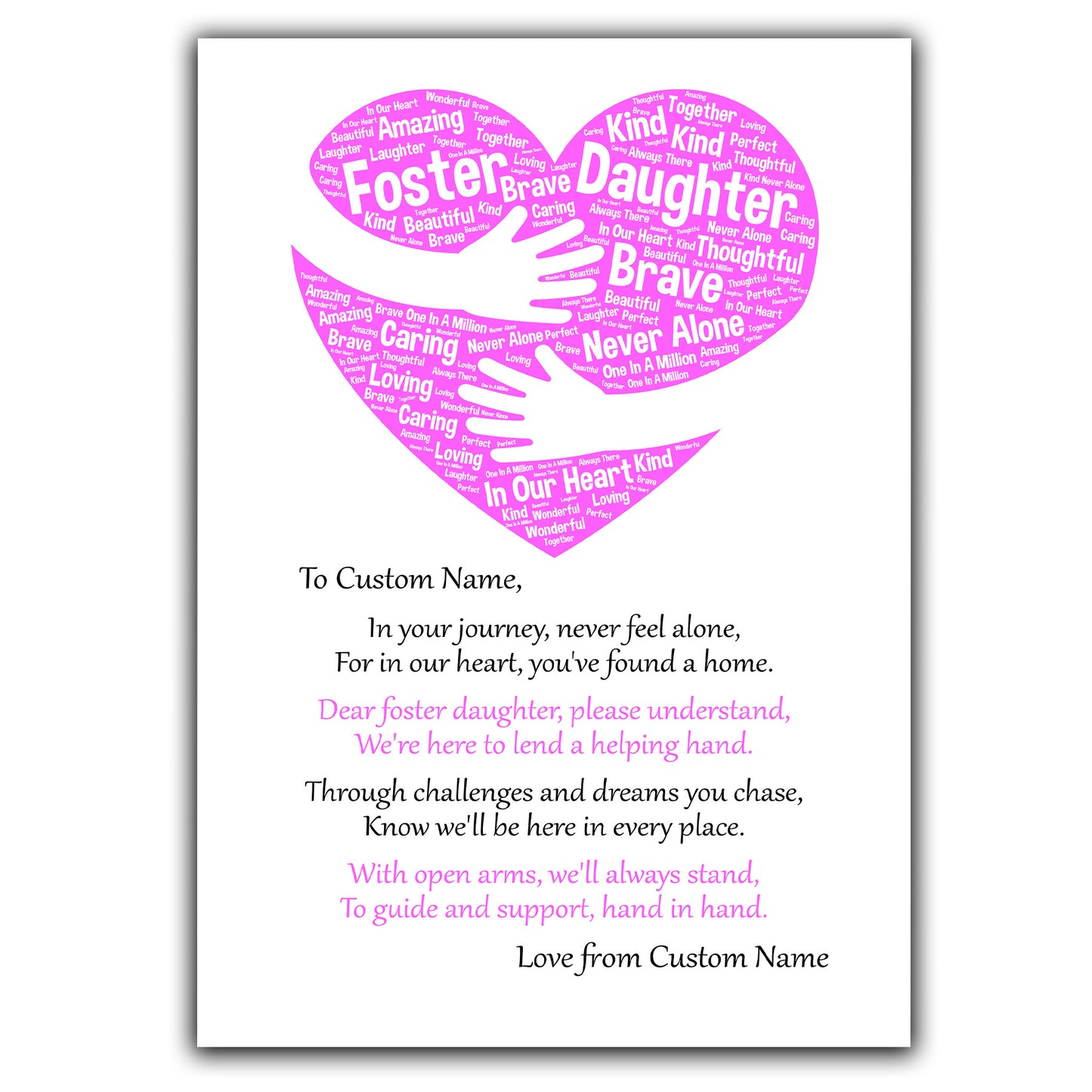 Personalised Heart Print For A Special Foster Daughter