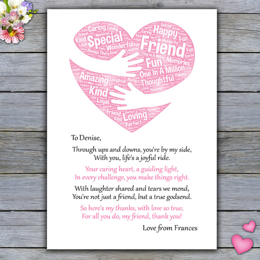 Beautiful Personalised Best Friend Poem Print