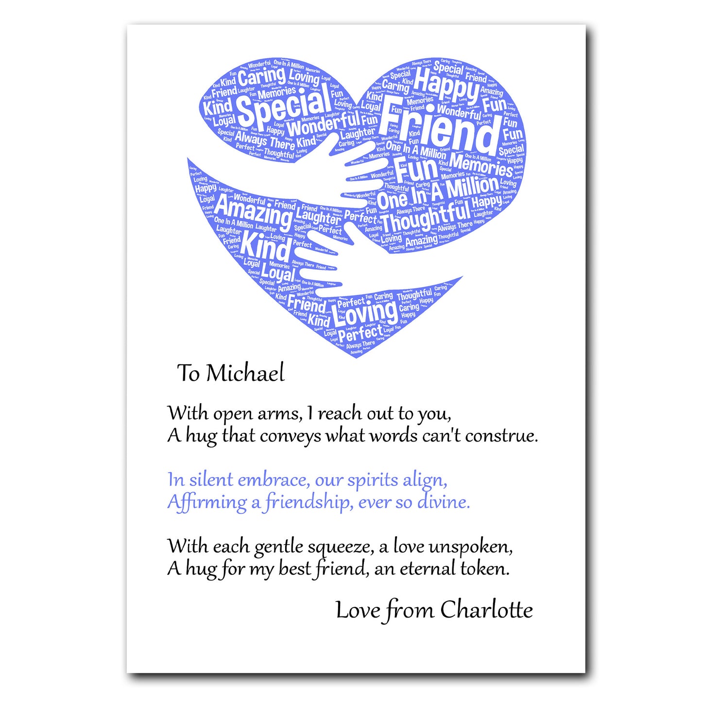 Personalised Heart Warming Best Friend Print