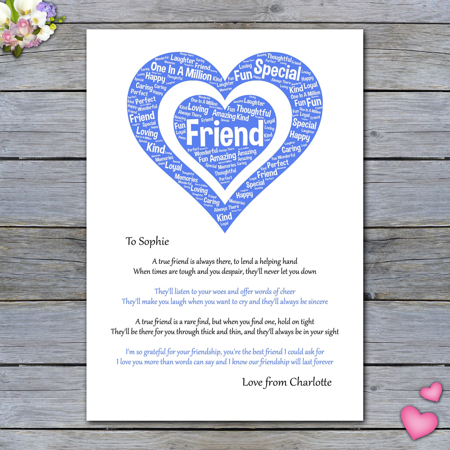 Beautiful Personalised Best Friend Print