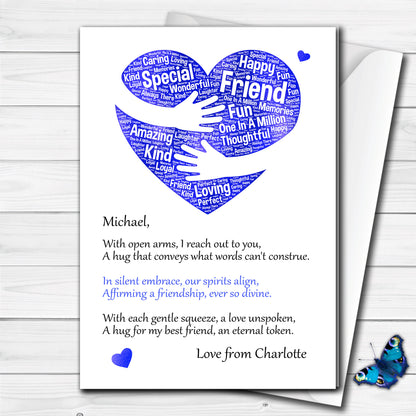 Beautiful Personalised Best Friend Hug Greeting Card