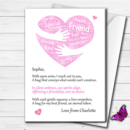 Beautiful Personalised Best Friend Hug Greeting Card