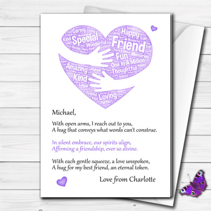 Beautiful Personalised Best Friend Hug Greeting Card