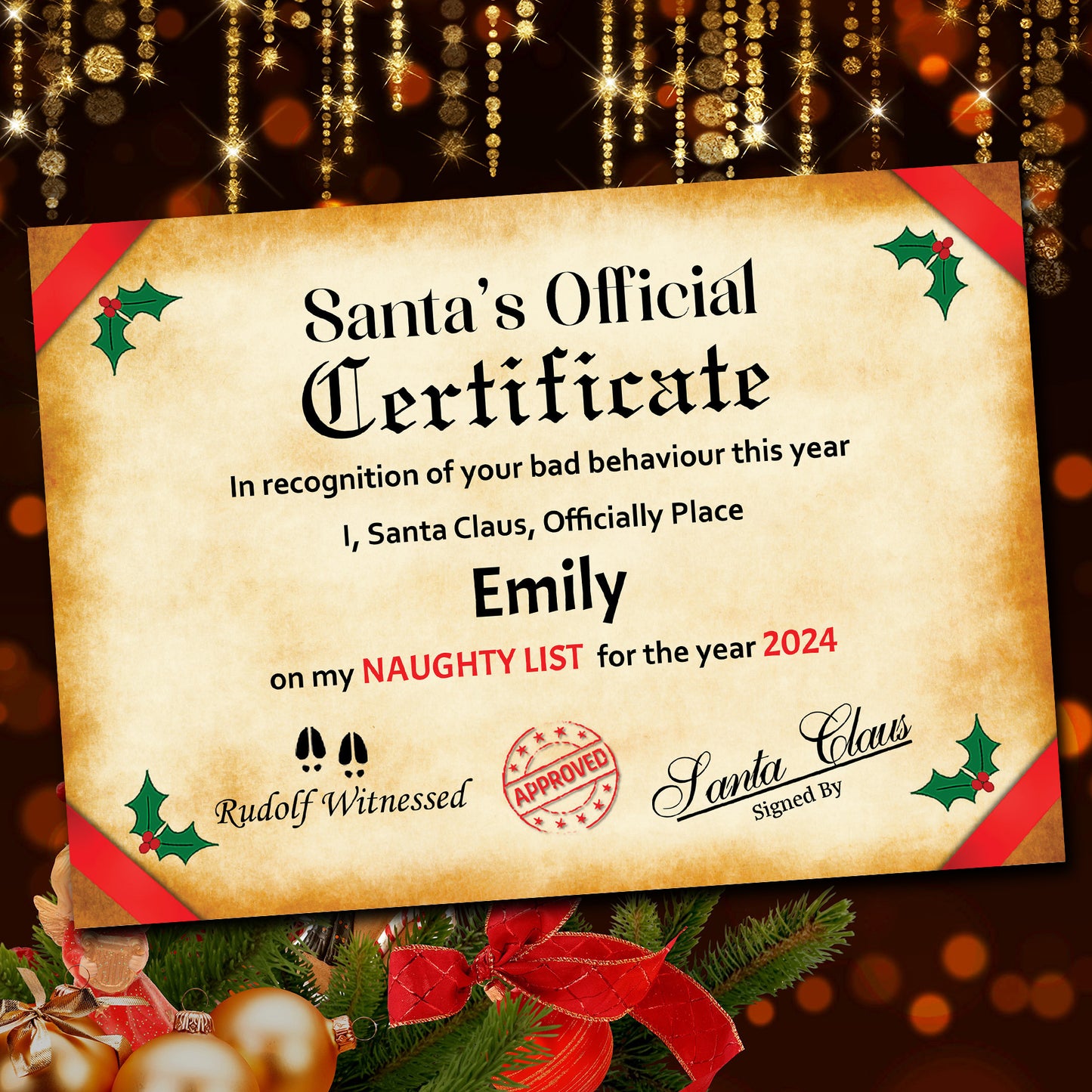 Santa's Naughty-Nice List Personalised Certificate